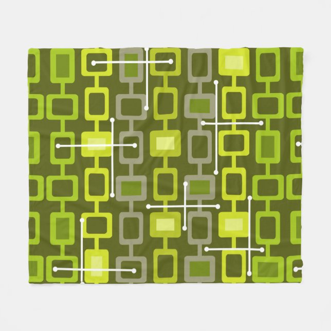Couverture Polaire Rétro 1950 Motif géométrique Chartreuse (Devant (Horizontal))
