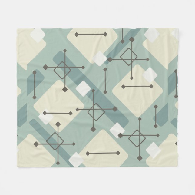 Couverture Polaire Retro 1950s Art Diamonds Sage Green (Devant (Horizontal))
