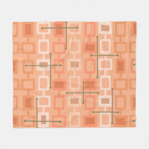 Couverture Polaire Retro 1950s Geometric Pattern Orange