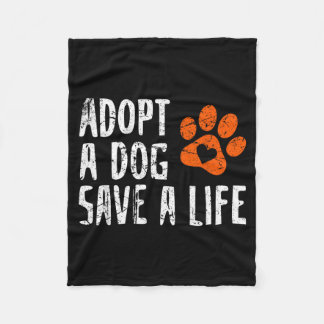 Couverture Polaire Retro Adopt Dog Save Life Animal Rescue Dog Lover