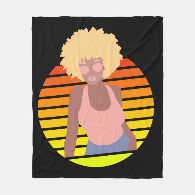 COUVERTURE POLAIRE RETRO AFRO QUEEN - REINE AFRO-AMÉRICAINE (Devant)