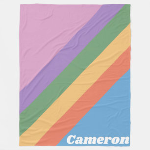 Couverture Polaire Retro Arc-en-ciel Diagonale rayures personnalisées