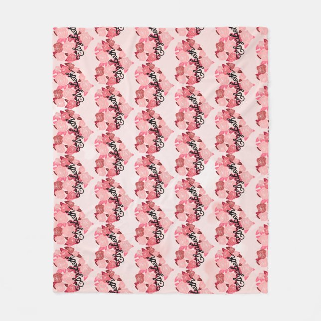Couverture Polaire Retro Boho Floral I Heart Nom calligraphie texte (Devant)