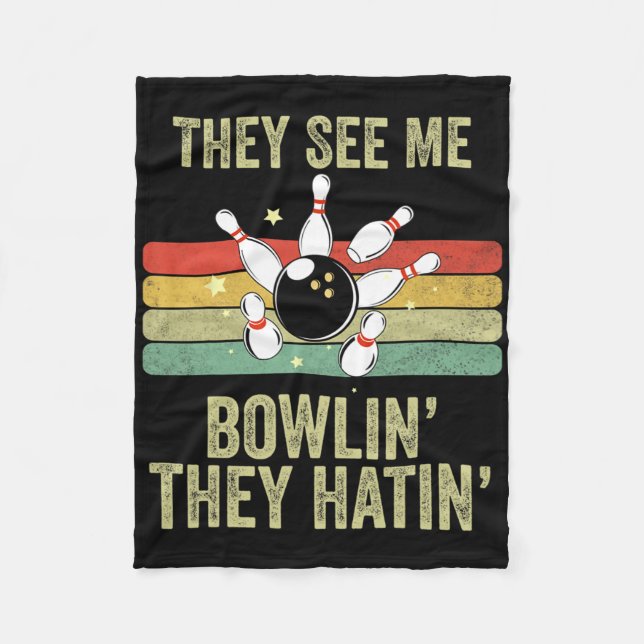 Couverture Polaire Retro Bowling Ils me voient jouer aux quilles Ils  (Devant)
