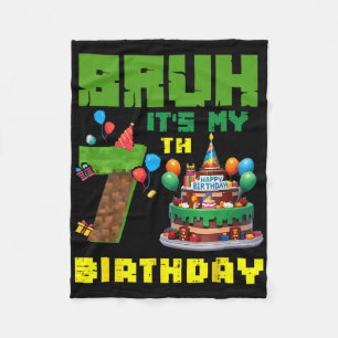 Couverture Polaire Retro Bruh C'est Mon Anniversaire 7 Ans Gâteau Pix