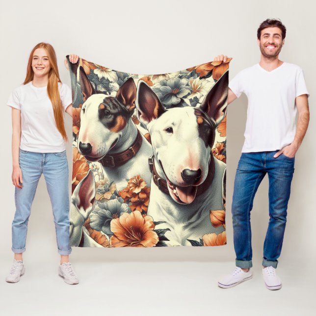 Couverture Polaire Retro Bull Terrier Peinture sans fil (En situation)