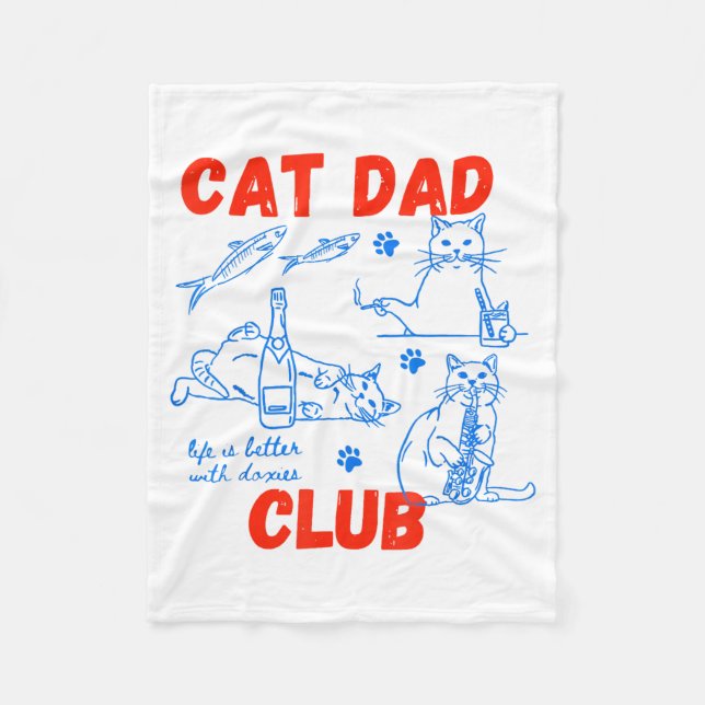 Couverture Polaire Retro Cat Dad Club Life Is Better With Cats Funny  (Devant)