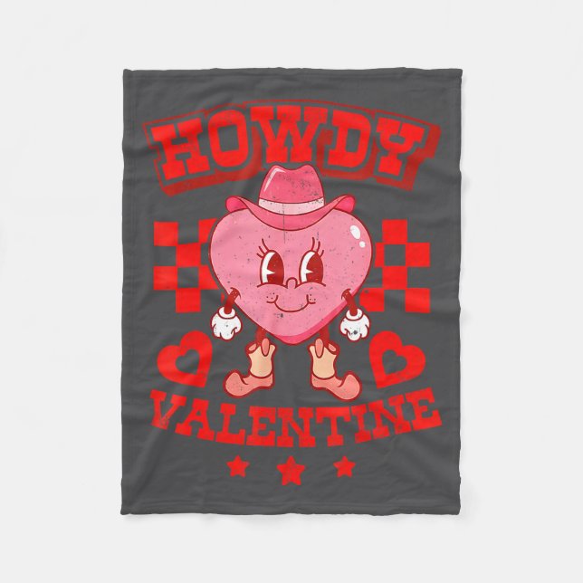 Couverture Polaire Retro Checkered Howdy Western Valentines Day Cowbo (Devant)