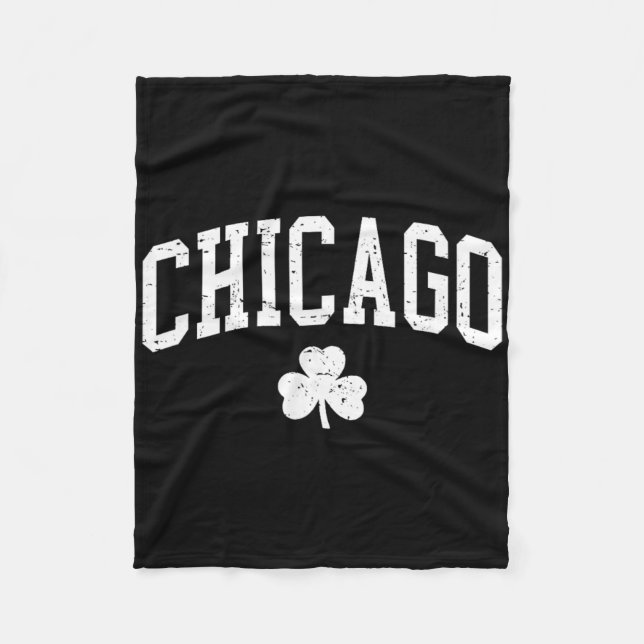 Couverture Polaire Rétro Chicago Il Saint-Patrick Jour Chanceux Trèfl (Devant)