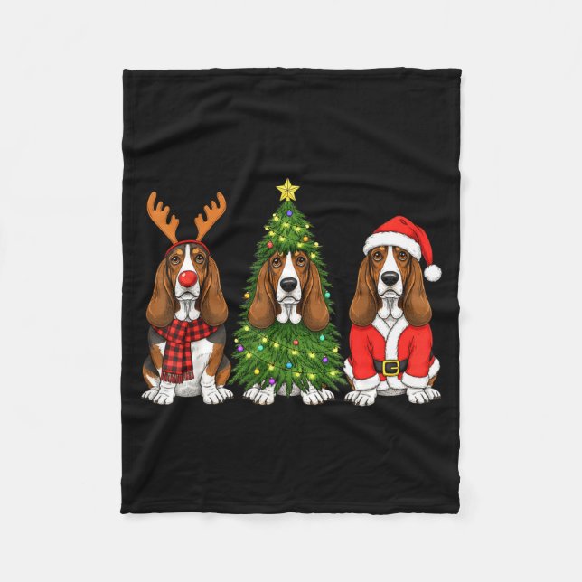 Couverture Polaire Retro Christmas Bet Hound Santa Reindeer Dog Lover (Devant)