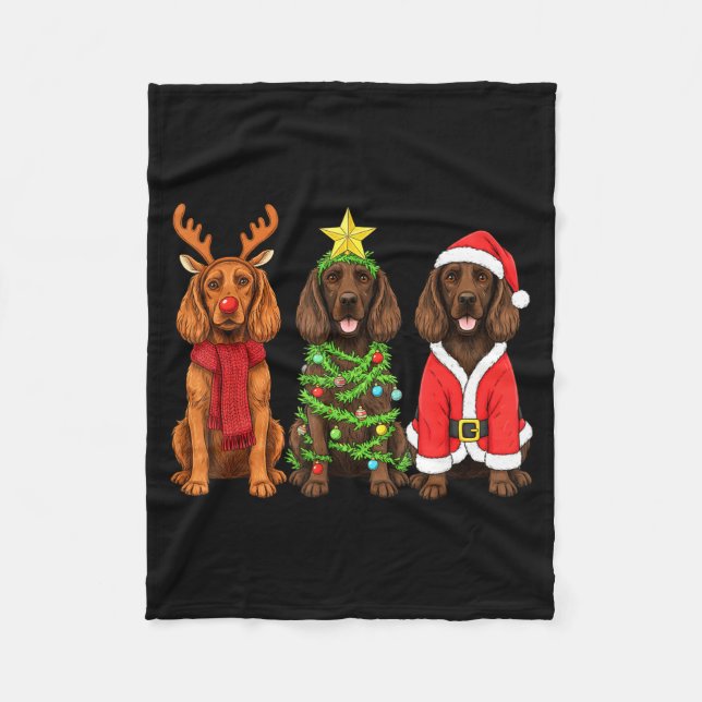 Couverture Polaire Retro Christmas Boykin Spaniel Santa Reindeer Dog  (Devant)