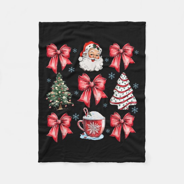 Couverture Polaire Retro Christmas Coquette Bow Santa Coffee Cake Hol (Devant)