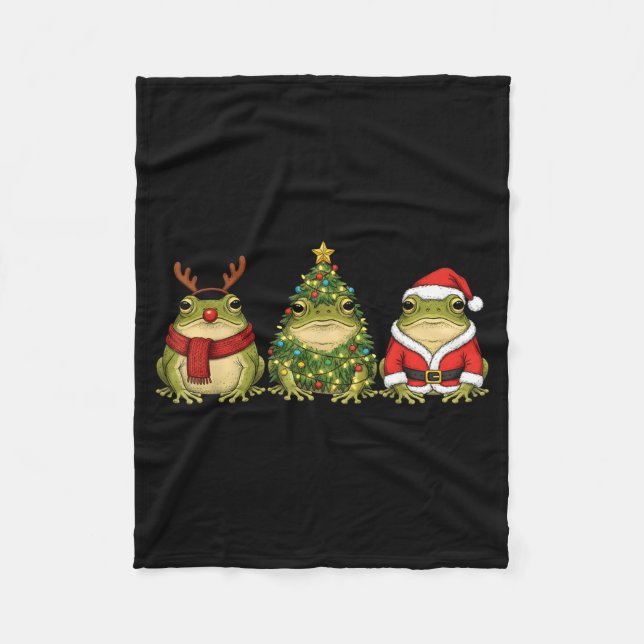 Couverture Polaire Retro Christmas Desert Rain Frog Santa Reindeer  (Devant)