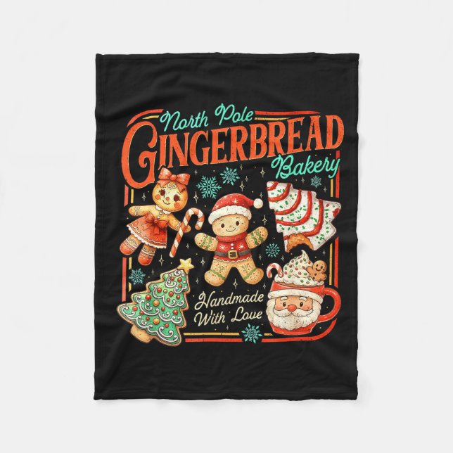 Couverture Polaire Retro Christmas Gingerbread Bakery North Le Cookie (Devant)