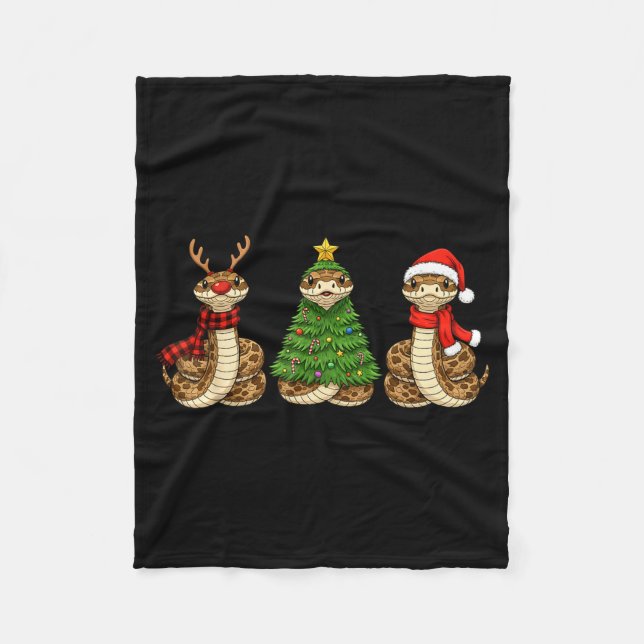 Couverture Polaire Retro Christmas Hognose Snake Santa Reindeer  (Devant)