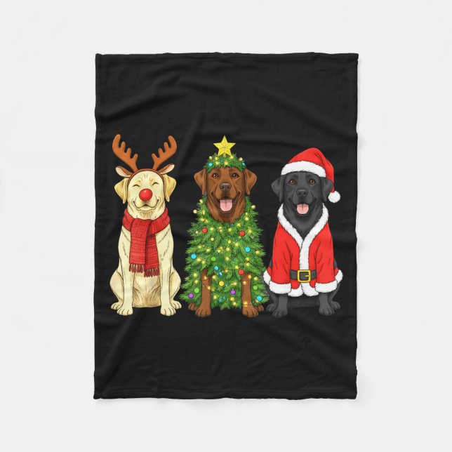 Couverture Polaire Retro Christmas Labrador Retriever Santa Reindeer  (Devant)