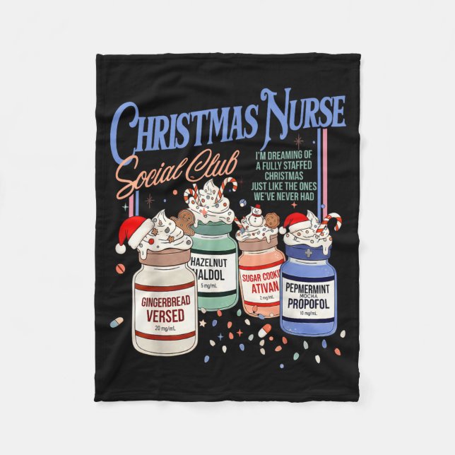 Couverture Polaire Retro Christmas Nurse Social Icu Nurse Profol Xmas (Devant)