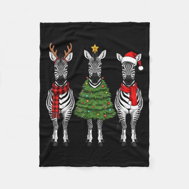 Couverture Polaire Retro Christmas Zebra Santa Reindeer Safari Animal (Devant)