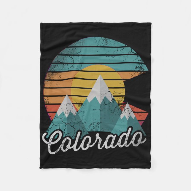 Couverture Polaire Retro Colorado Mountains Accueil Amour Famille Vac (Devant)