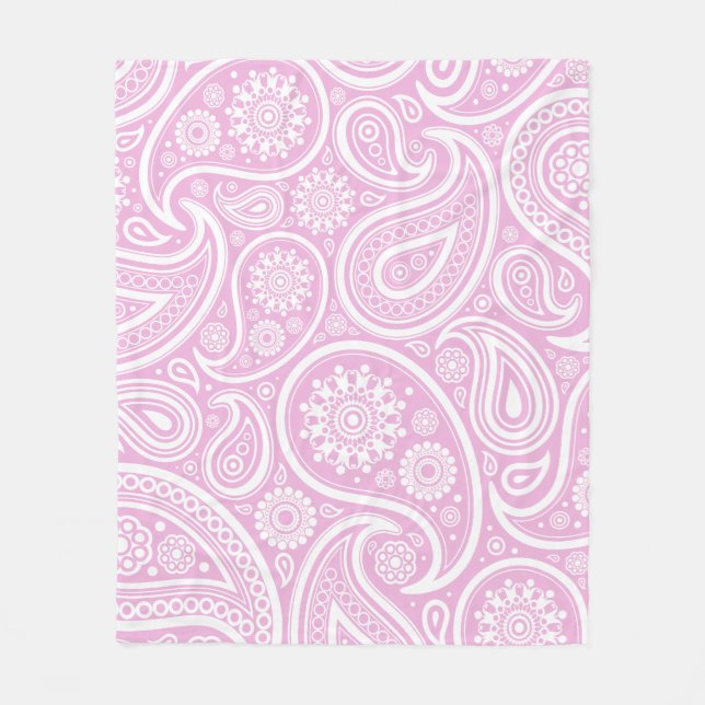 Couverture Polaire Rétro copie blanche rose-clair de Paisley (Devant)