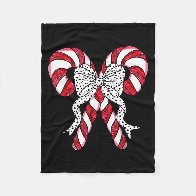 Couverture Polaire Retro Coquette Bow Candy Cane Christmas Season Wom (Devant)