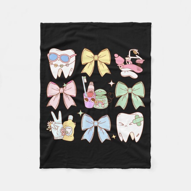 Couverture Polaire Retro Coquette Bow Dental Hygienist Teeth Dentist  (Devant)
