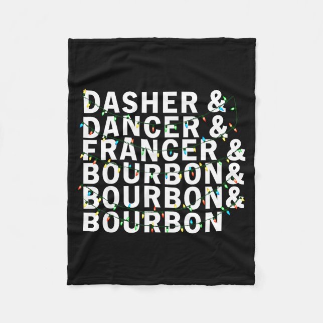 Couverture Polaire Retro Dasher Dancer Prancer Bourbon Christmas Funn (Devant)