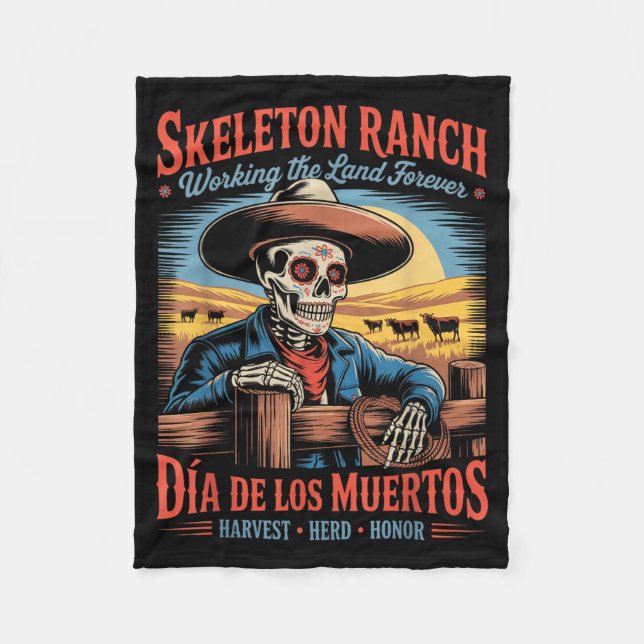 Couverture Polaire Retro Día De Los Muertos Cowboy Fermier (Devant)
