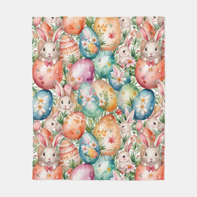 Couverture Polaire Retro Easter seamless pattern. Watercolor (Devant)