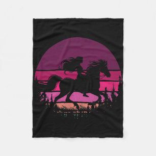 Couverture Polaire Retro Equestrian Girls Horses Vintage Girl Riding