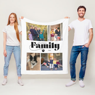 Couverture Polaire Retro Family 4 Photo Collage