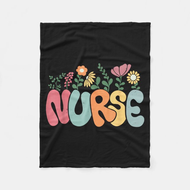 Couverture Polaire Retro Floral Nurse Graphic Nursing Appreciation  (Devant)