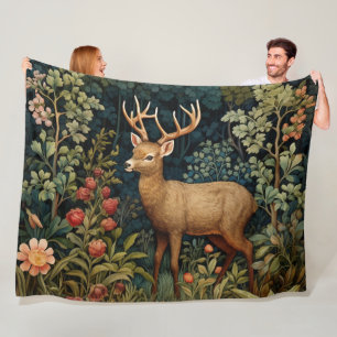 Couverture Polaire Retro Forest Deer William Morris Motif inspiré