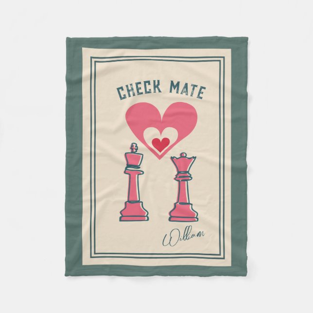 Couverture Polaire Retro Fun Valentine's Day cadeaux Checkmate Chess (Devant)