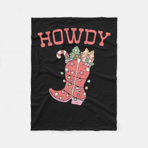 Couverture Polaire Retro Funny Howdy Noël Western Cute Family Xm