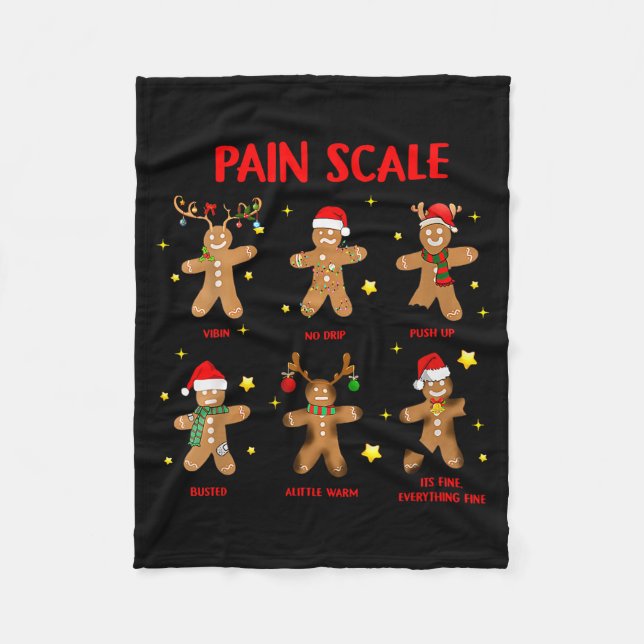Couverture Polaire Retro Funny Pain Scale Gingerbread Nurse Christmas (Devant)