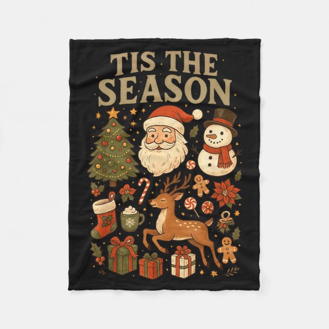 Couverture Polaire Retro Funny Santa Tis The Season Christmas Doodles (Devant)