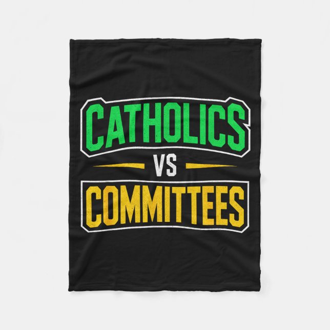 Couverture Polaire Retro Funny Trendy Sarcastic Saying Catholics Vs C (Devant)