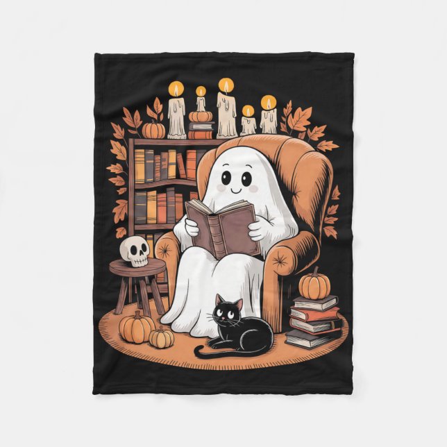 Couverture Polaire Retro Ghost Reading Books (Devant)