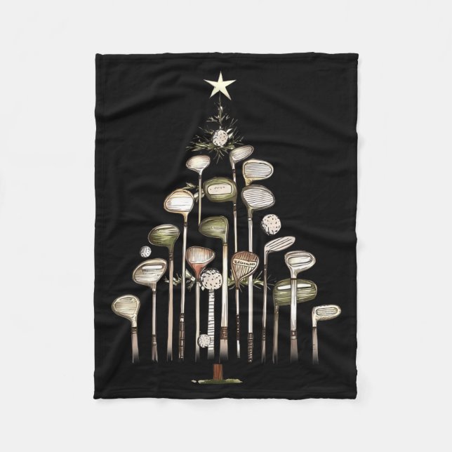 Couverture Polaire Retro Golf Club Christmas Tree Golfing Xmas Golfer (Devant)