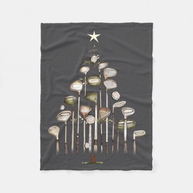 Couverture Polaire Retro Golf Club Christmas Tree Golfing Xmas Golfer (Devant)