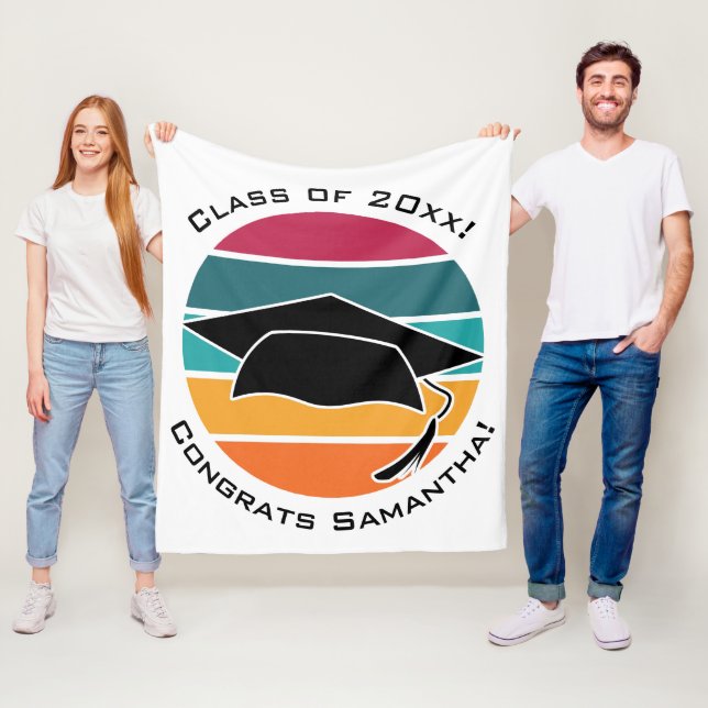 Couverture Polaire Retro Graduation Graduation Casquette Mortarboard (En situation)