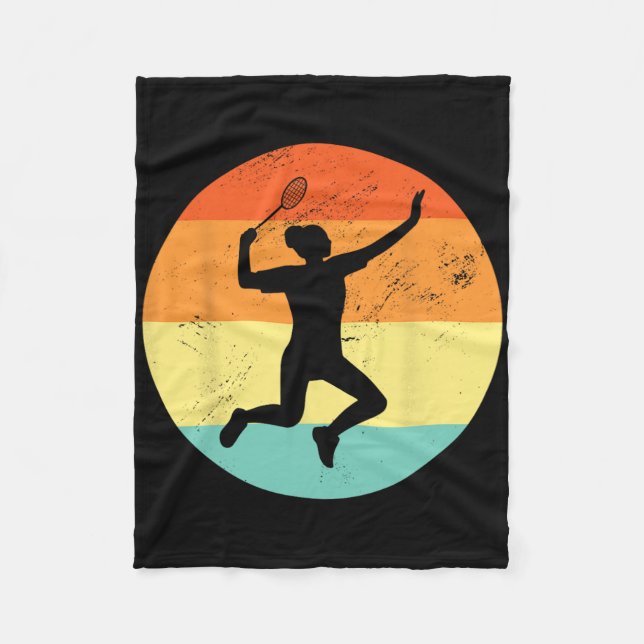 Couverture Polaire Retro Graphic Badminton Player Shuttle Player Spor (Devant)
