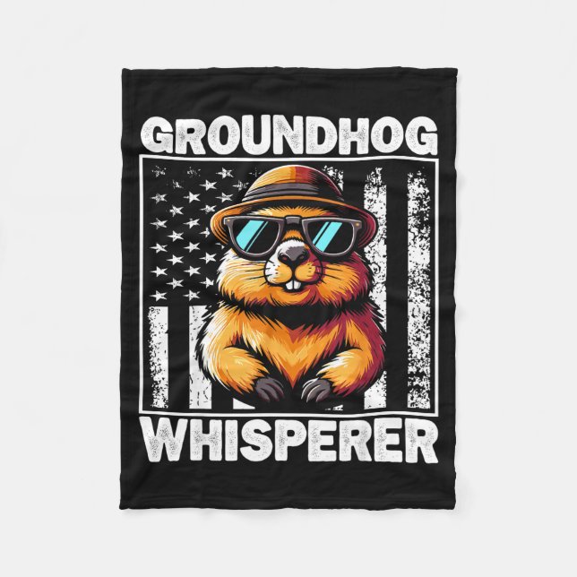 Couverture Polaire Retro Groundhog Whisperer Funny Woodchuck Groundho (Devant)