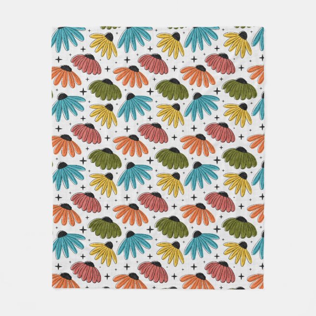 Couverture Polaire Retro Halftone Coneflowers (Devant)