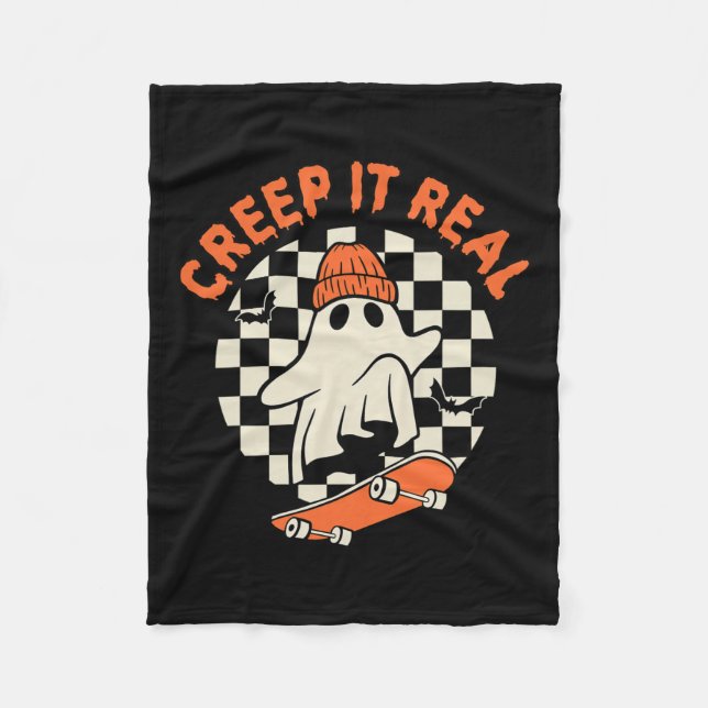 Couverture Polaire Retro Halloween Creep It Real Ghost Boy Fall Seaso (Devant)