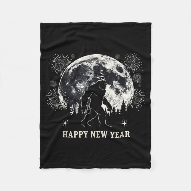 Couverture Polaire Retro Happy New Year 2026 Bigfoot Night New Years  (Devant)