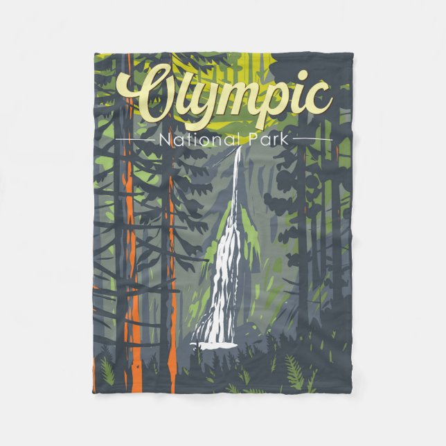 Couverture Polaire Retro Illustration du Parc National Olympique (Devant)