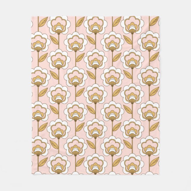 Couverture Polaire Retro Jardin rose motif floral (Devant)
