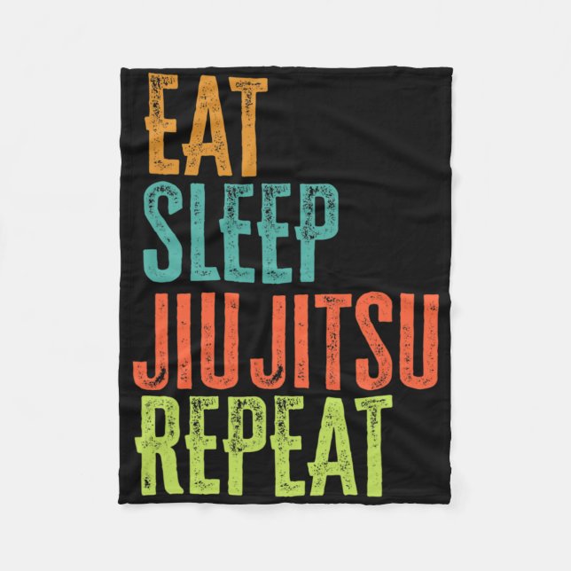 Couverture Polaire Retro Manger Sleep Jiu Jitsu Répéter Martial Art S (Devant)